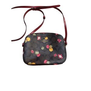 Coach Signature Fruit Print Crossbody Bag – Brown Coated Canvas